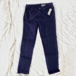NWT Anthropoligie Navy Blue Bow Tie Skinny Pant